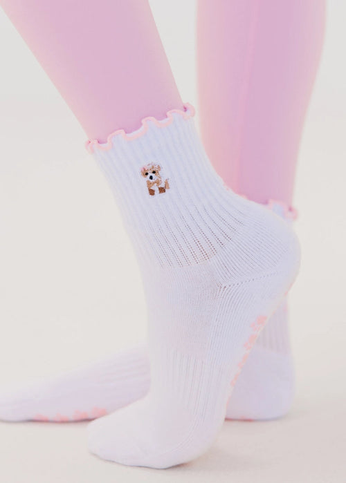 Pink Poodle Grip Socks