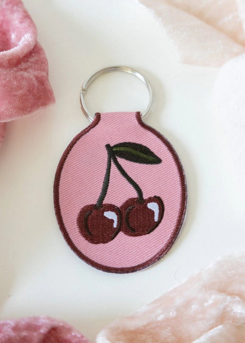 Cherry Embroidered Keychain