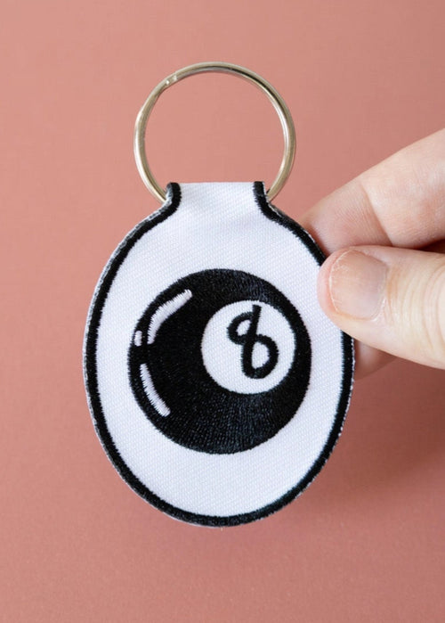 8 Ball Embroidered Keychain