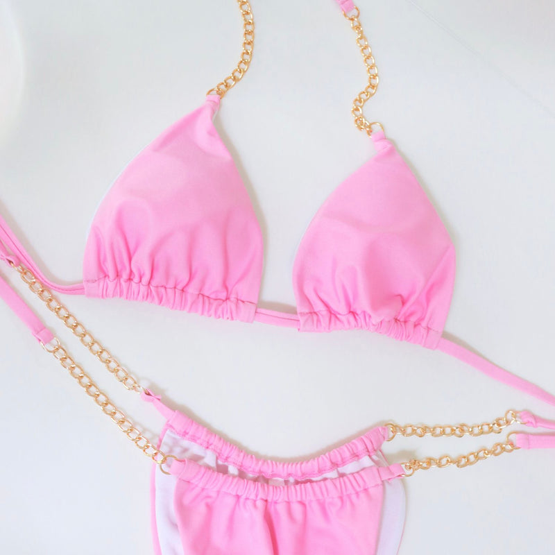Kenna Pink Chain Bikini Set Colorful Natalie