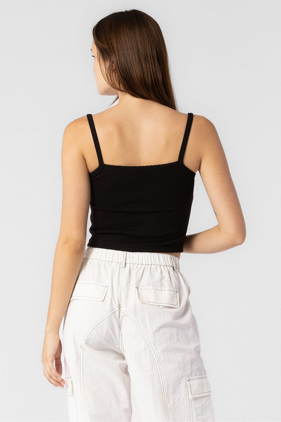 Meadow Black Ribbed Bow Cami Top – Colorful Natalie