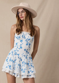 Shawn Blue Floral Tiered Mini Dress
