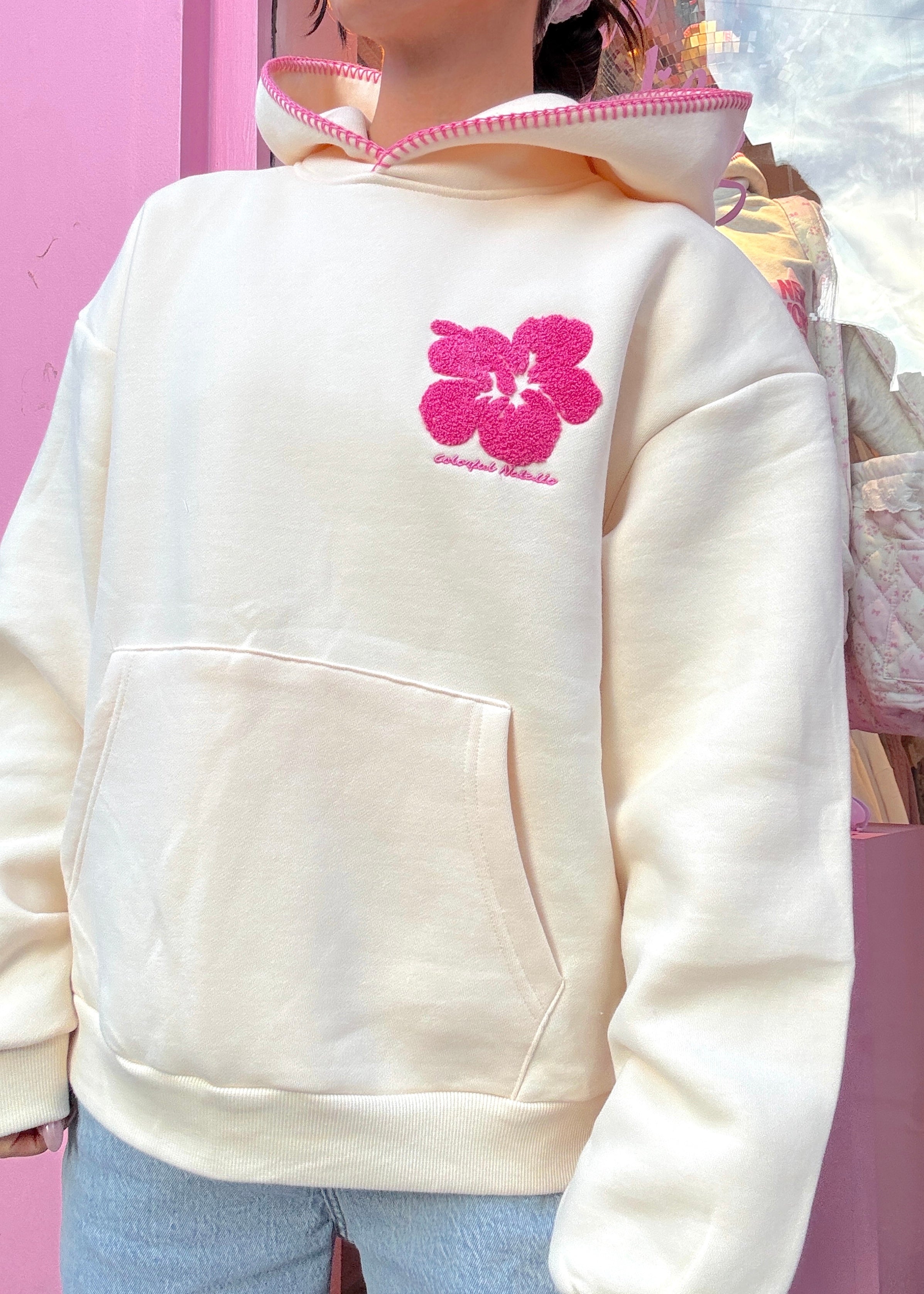 NY Hibiscus Embroidered Hoodie – Colorful Natalie
