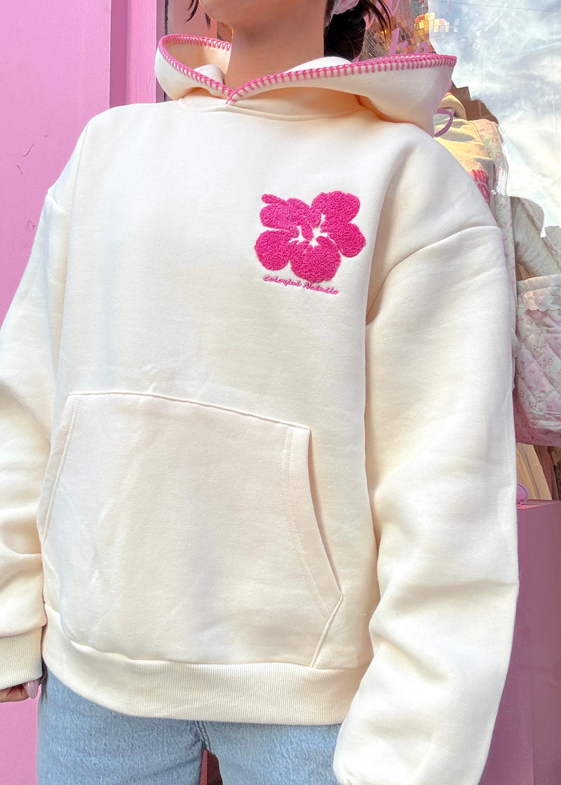 NY Hibiscus Embroidered Hoodie