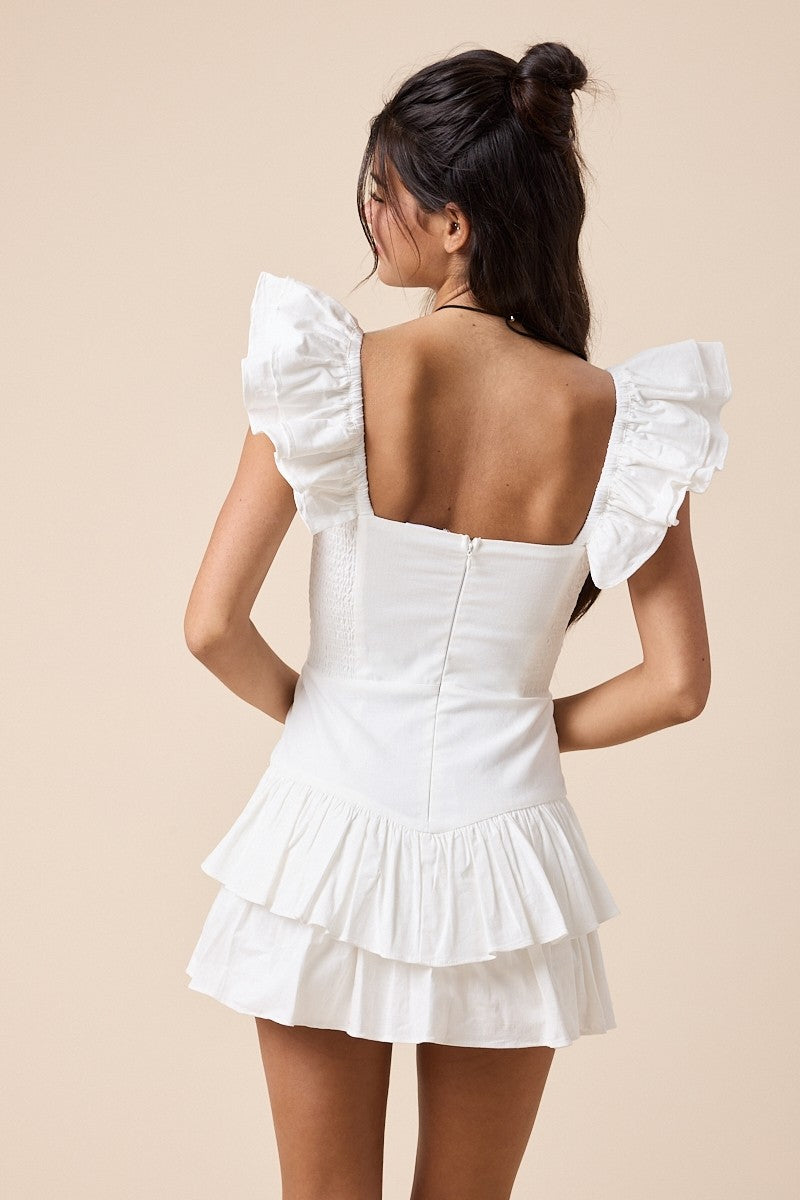 Myria White Layered Mini Dress
