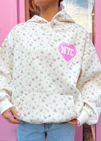 NYC Heart Floral Puff Hoodie
