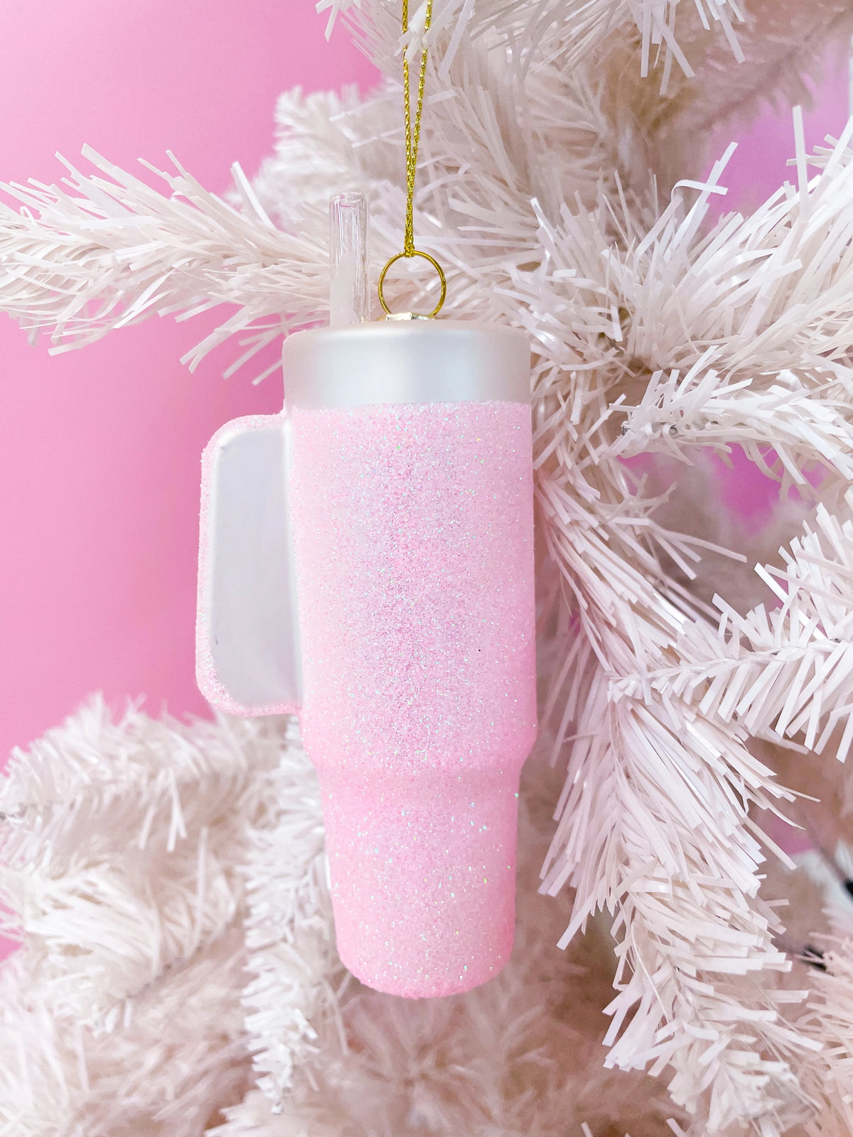 Glittered Pink Tumbler Ornament