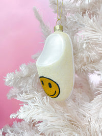 Yellow Smiley Slipper Ornament