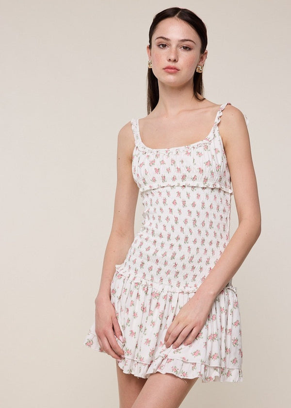 Whitney Red Florals Mini Dress