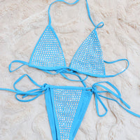 Mandie Aqua Rhinestone Bikini Set