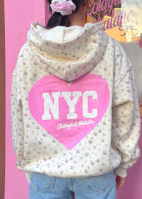 NYC Heart Floral Puff Hoodie