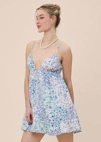Esme Blue Patchwork Mini Dress