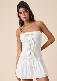 Kelly White Tie Mini Dress