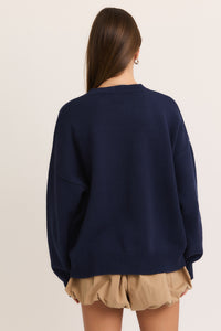 Teddy Bear Bow Navy Sweater