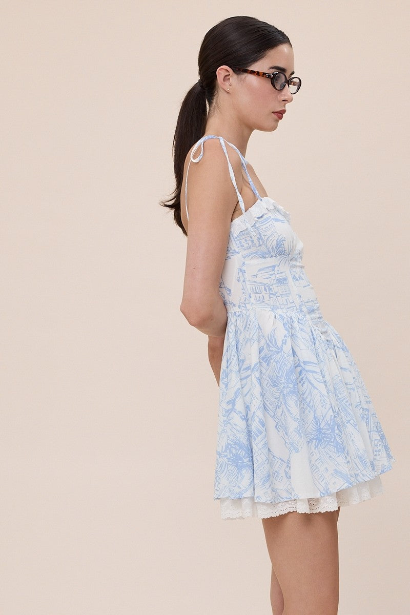 Haley Light Blue Tie Dress