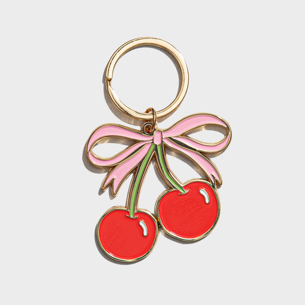 Cherries and Bow Keychain