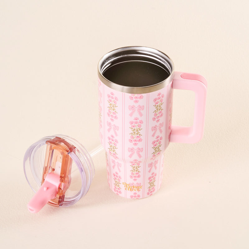 Pink Florals and Bows Tumbler