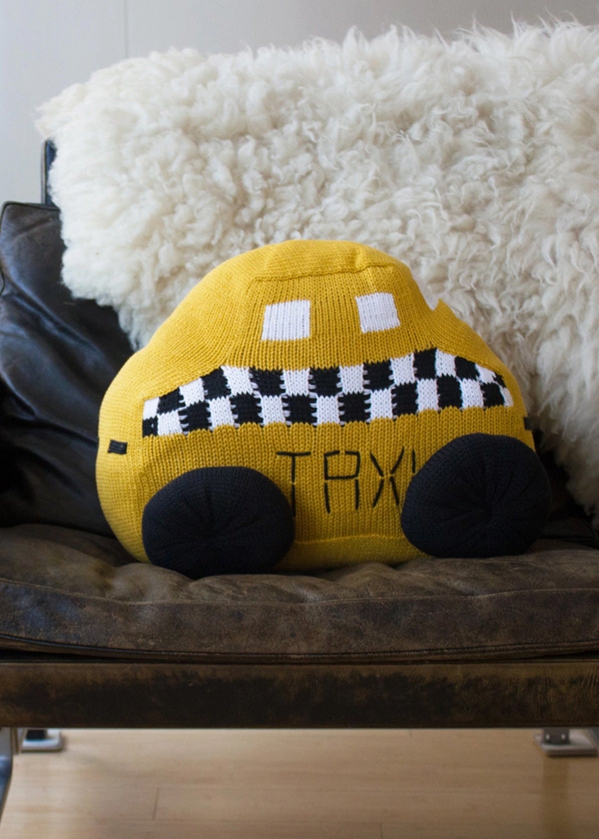 Yellow Taxi Large Handmade Stuffed Toy