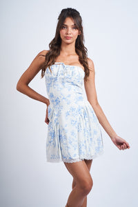 Parkland Blue Floral Strapless Mini Dress