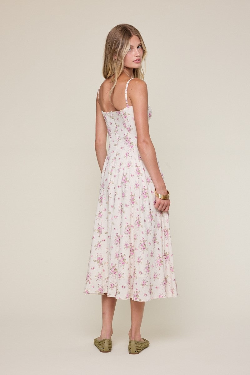 Odette Purple Floral Midi Dress