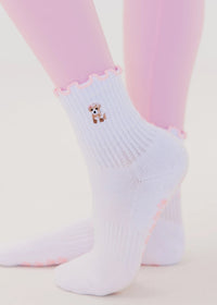 Pink Poodle Grip Socks