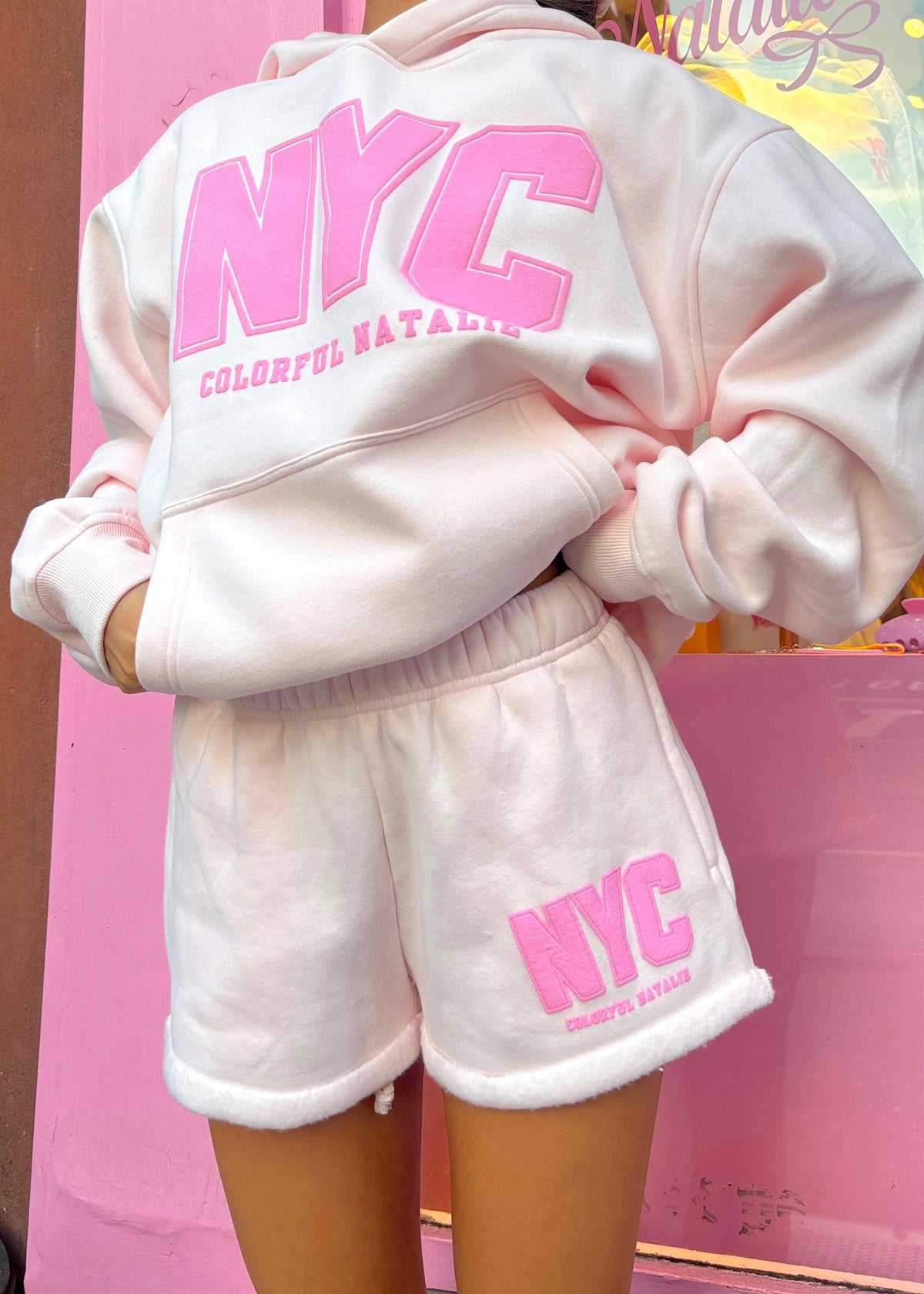 NYC Light Pink Sweat Shorts