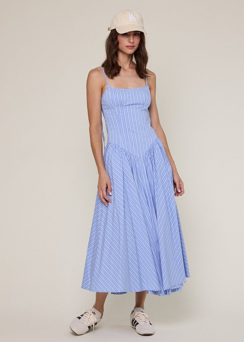 Ashtin Blue Striped Midi Dress