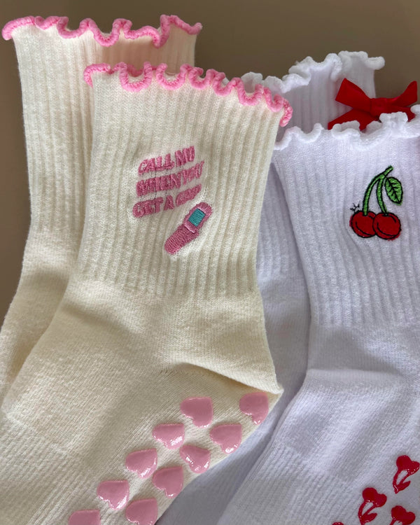 Call Me Pink Grip Socks
