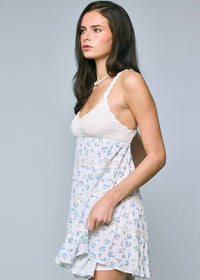 Sabrina Blue Floral Crochet Mini Dress