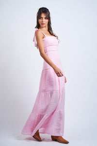 Dom Pink Tiered Maxi Dress