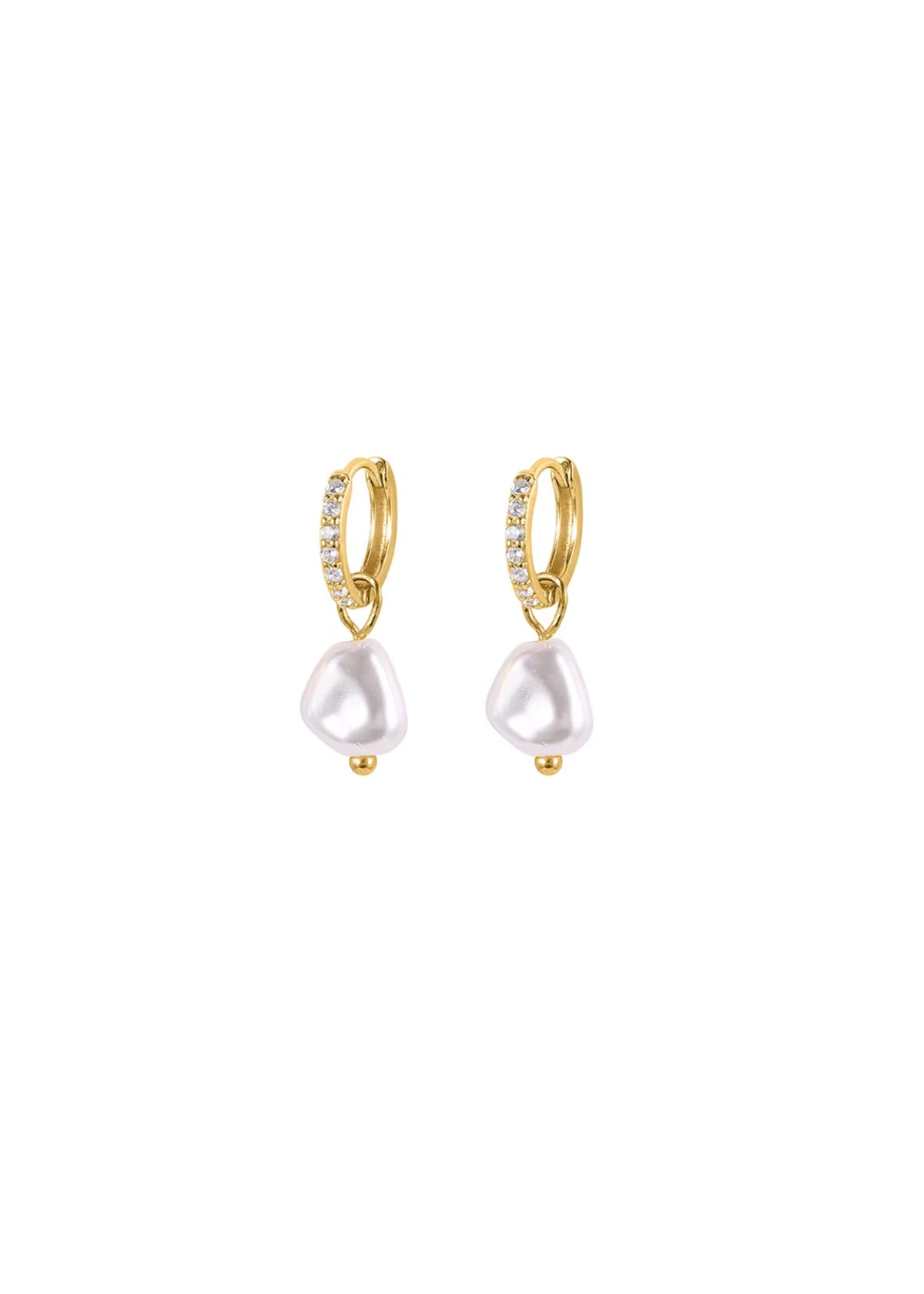 18k Gold Pavé Pearl Huggies