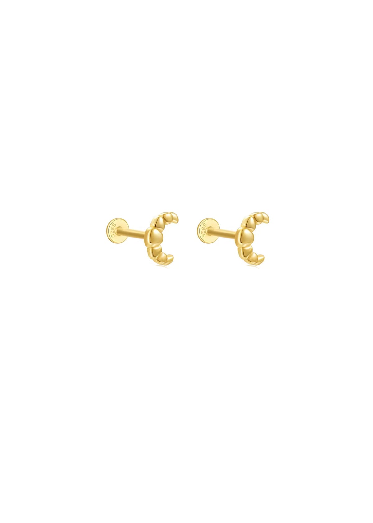 18k Gold Croissant Studs