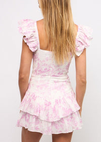 Carlile Pink Floral Mini Dress