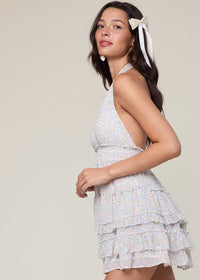 Jessa Pastel Chiffon Floral Mini Dress