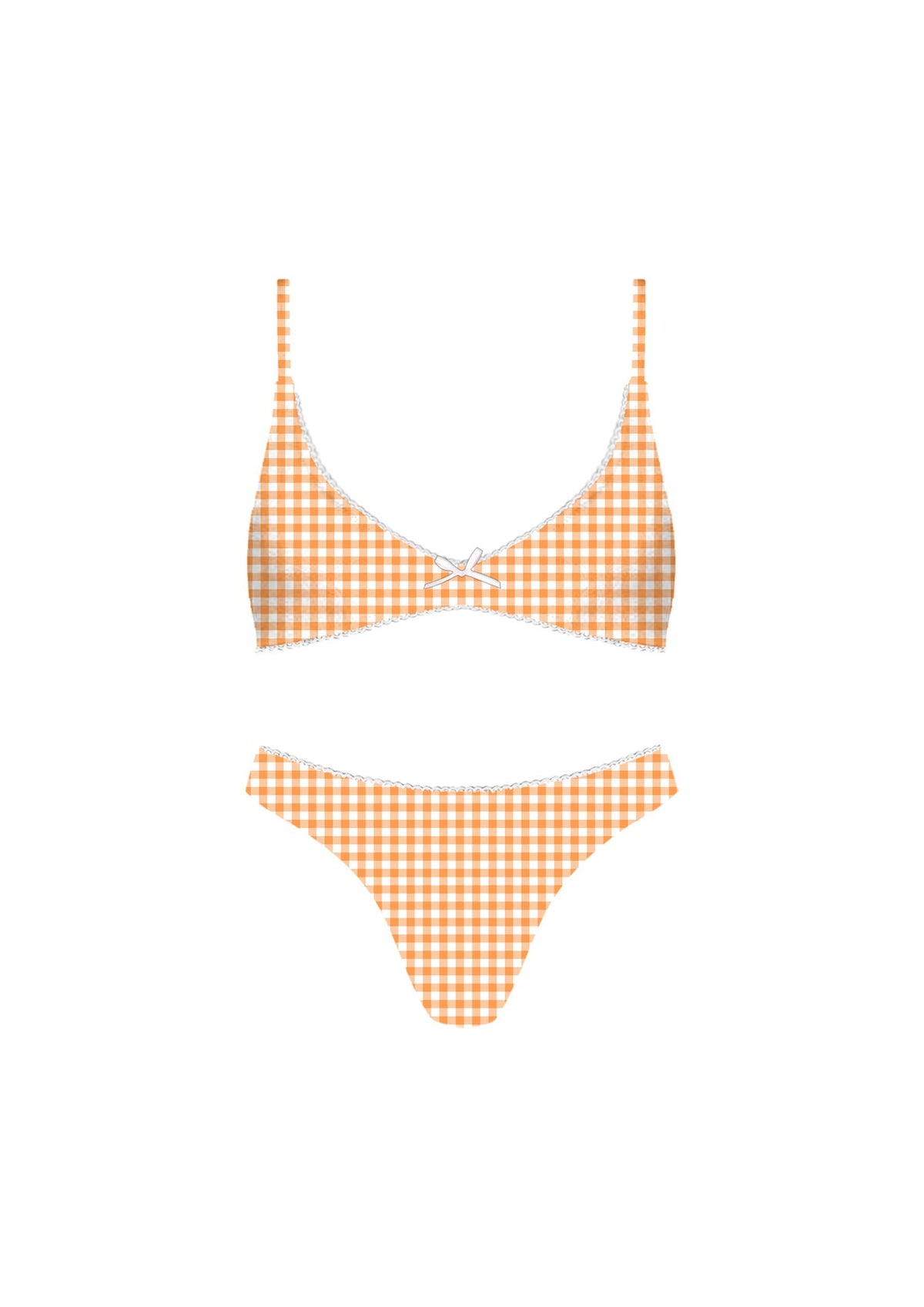 Reesa Orange Checkered Bow Bikini