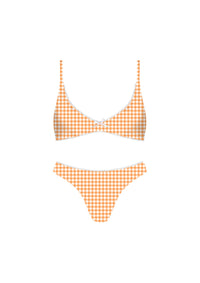 Reesa Orange Checkered Bow Bikini