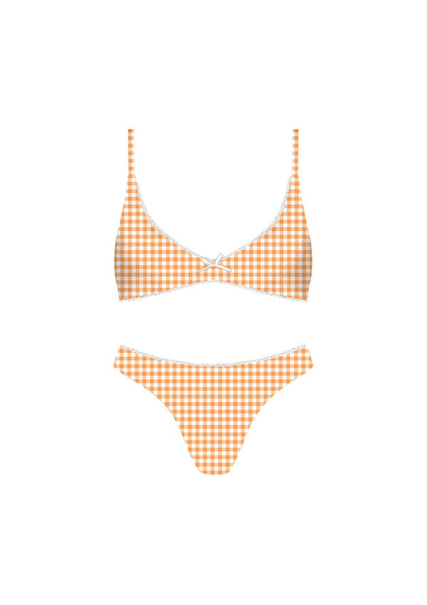 Reesa Orange Checkered Bow Bikini