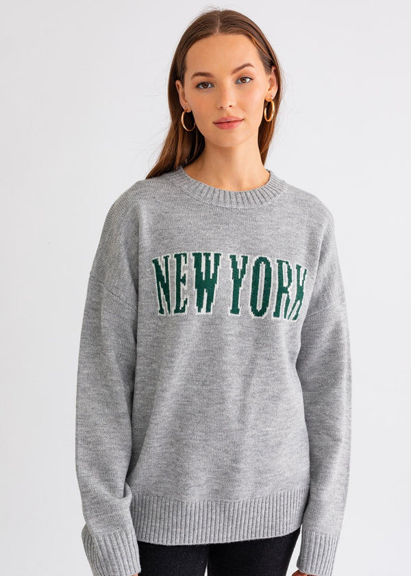 Grey New York Long Sleeve Sweater