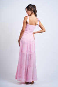 Dom Pink Tiered Maxi Dress