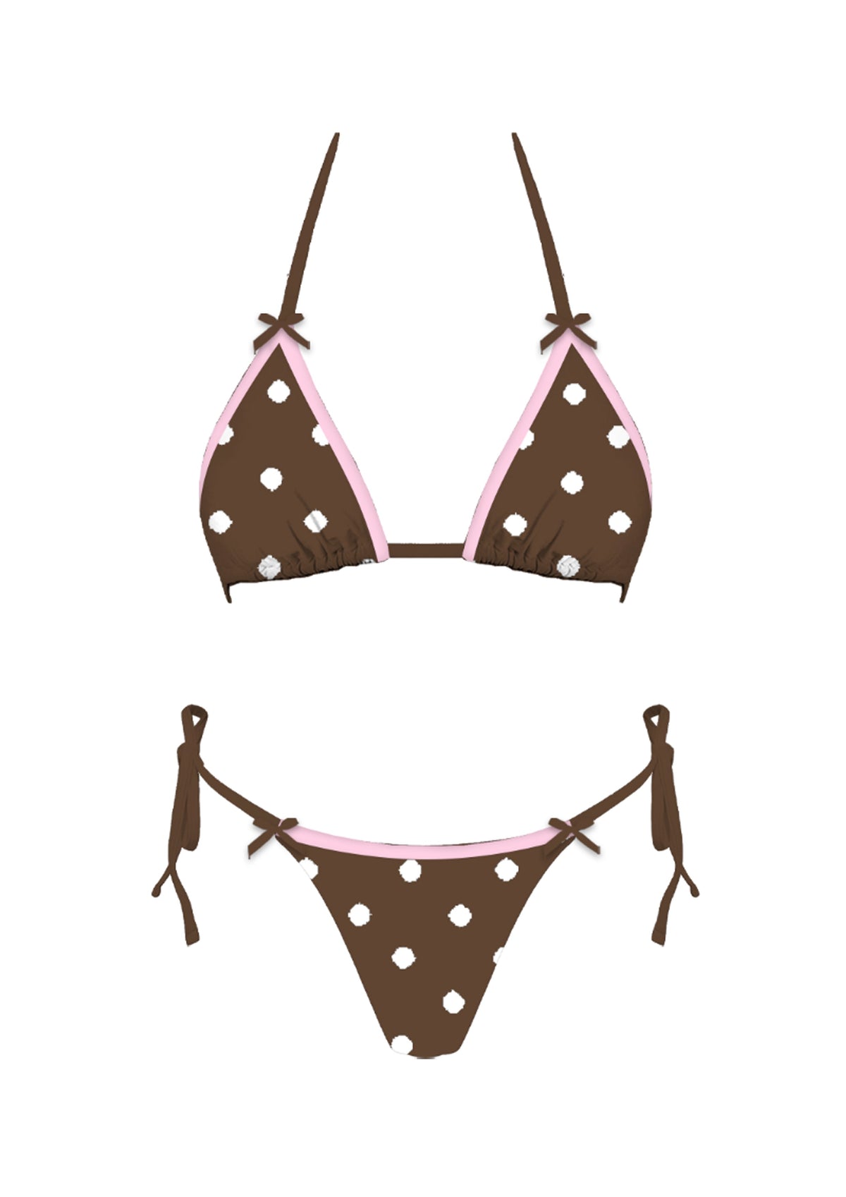 Henrietta Brown Polka Dot Bikini Set
