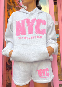 NYC Ash Pink Puff Print Hoodie
