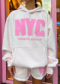 NYC Light Pink Puff Print Hoodie