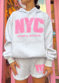 NYC Ash Pink Puff Print Hoodie