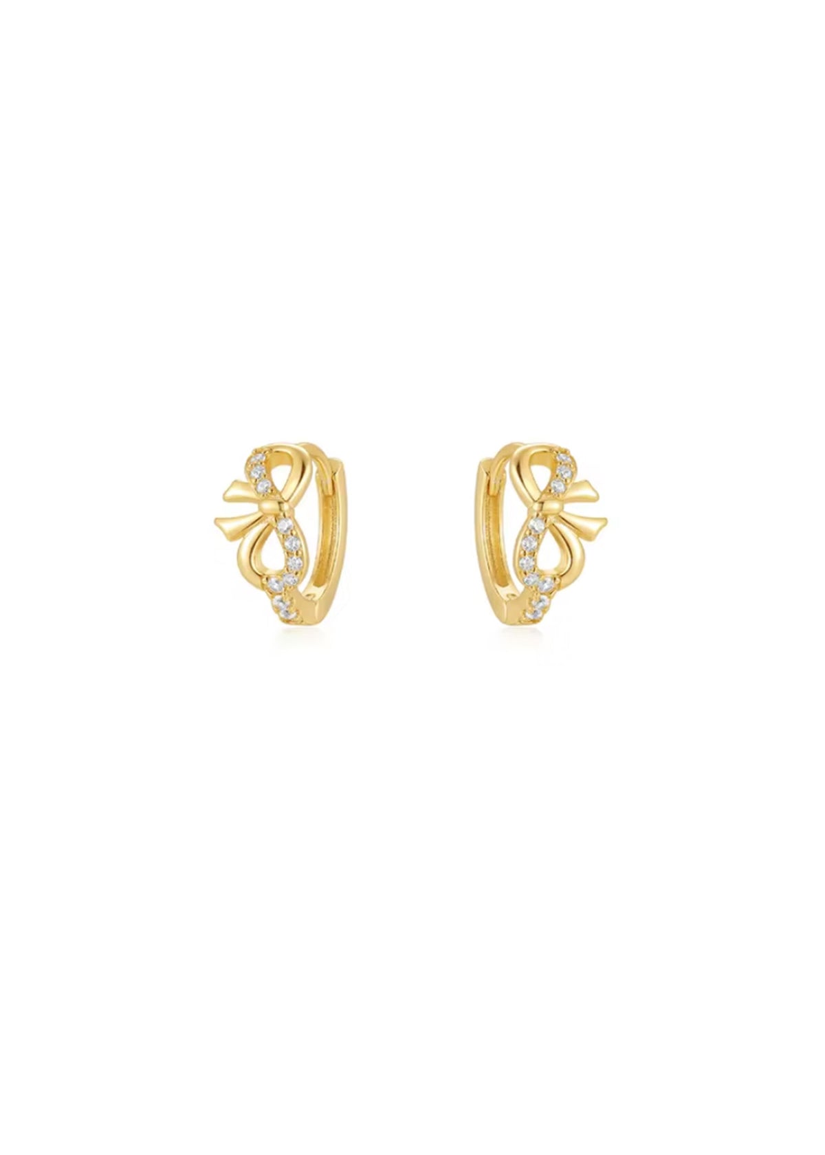 18k Gold Pavé Bow Huggies