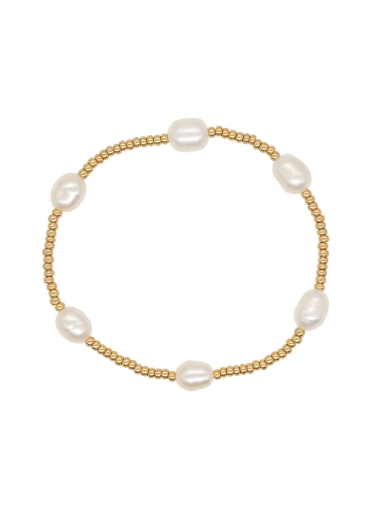 Pearl Alternating Gold Beaded Bracelet