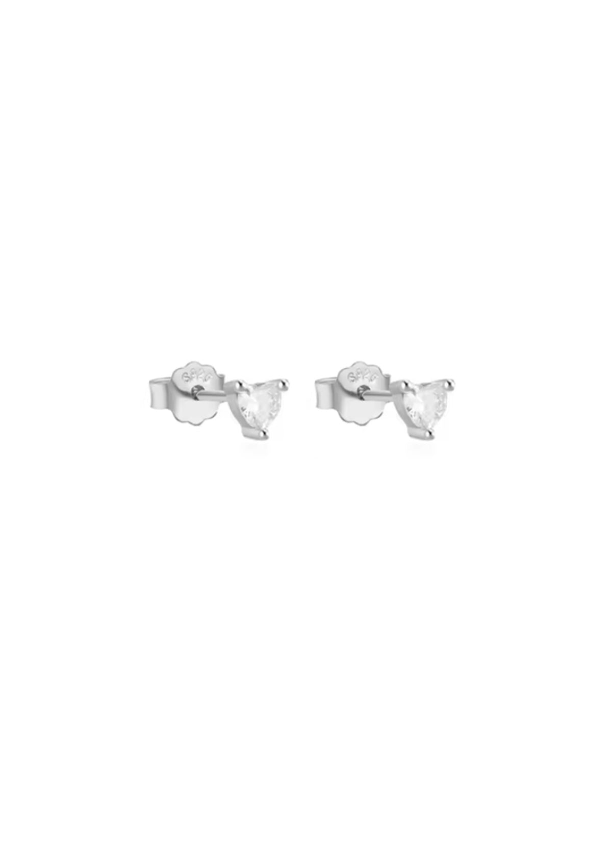 Sterling Silver CZ Heart Studs