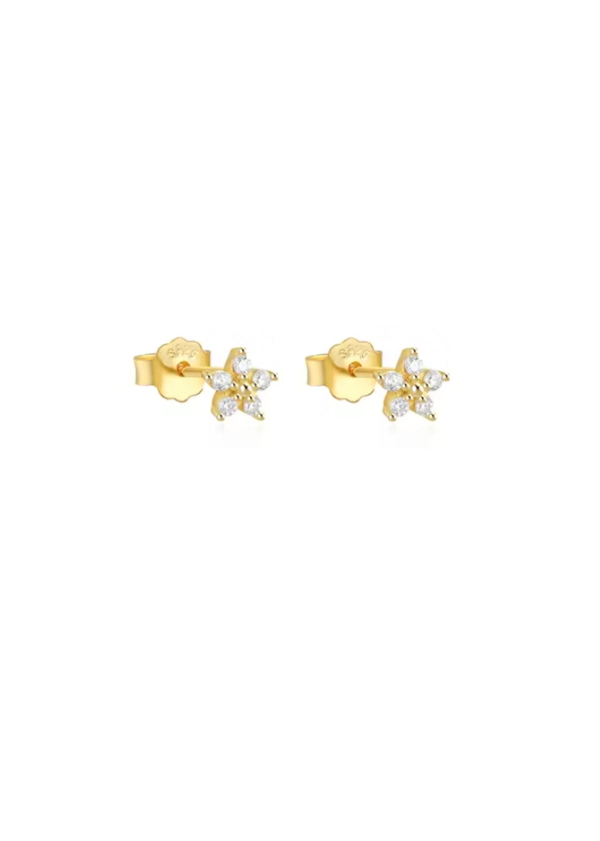 18k Gold CZ Star Studs