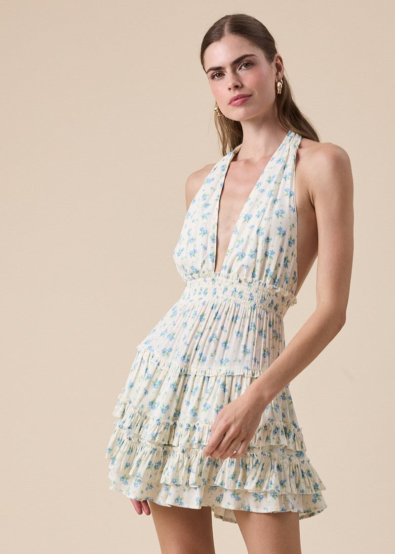 Jessa Blue Floral Mini Dress