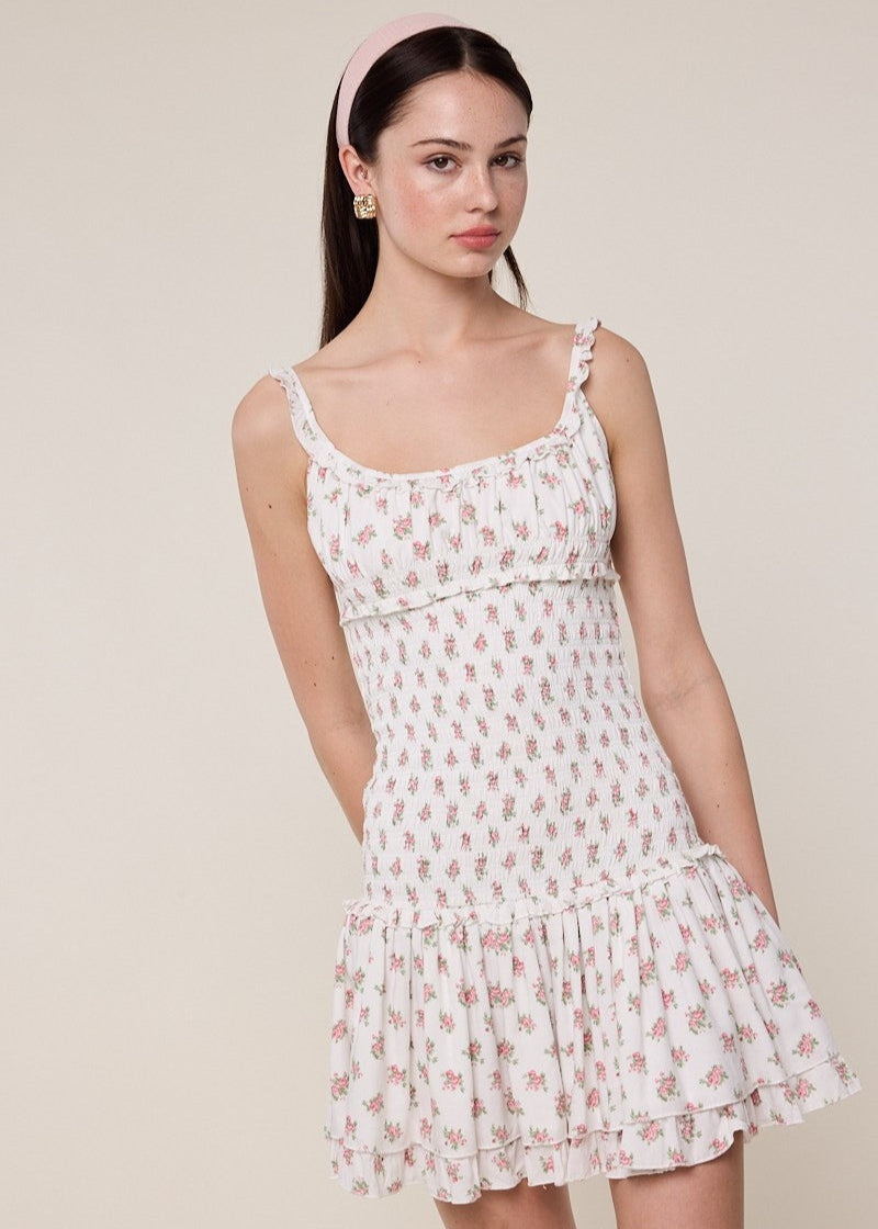 Whitney Red Florals Mini Dress