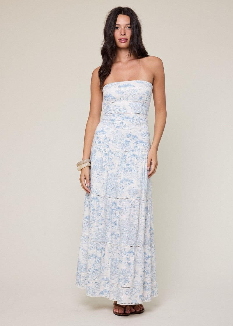 Dom Blue Strapless Maxi Dress